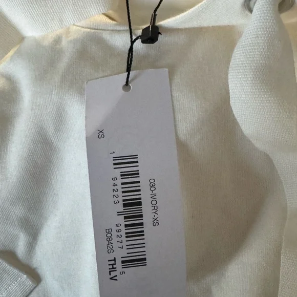 NEW THE DROP Long-Sleeve Hooded Mini Sweatshirt Dress, Ivory‎ XS - Picture 3 of 3